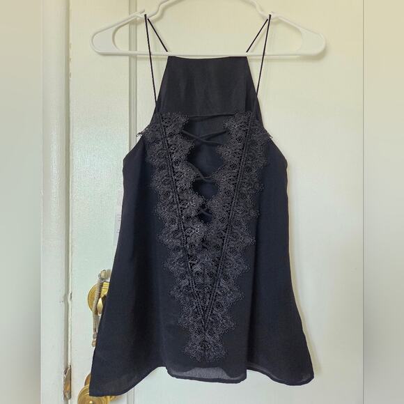 Cami NYC Charlie lace trimmed Black Blouse Tank XS NWT - Picture 3 of 8
